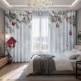 thumbnail image 2 of Christmas Blackout Curtains for Bedroom/Living Room, Pinch Pleated Black Out Curtains, Winter Pine Needle Berry Weeping Balls Wooden Room Darkening Window Drapes with Hooks 2 Panels, 59"x70", 2 of 8
