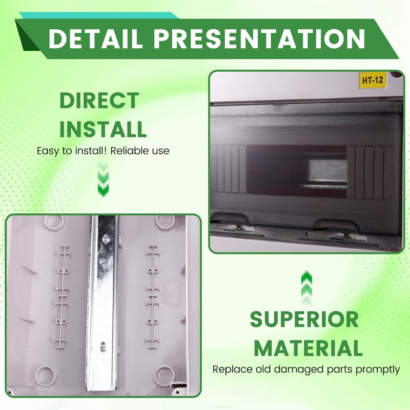 2X HT-12 Way IP65 Mcb Breaker Box Distribution Protection Box ABS Power Electronic Din Rail Enclosure