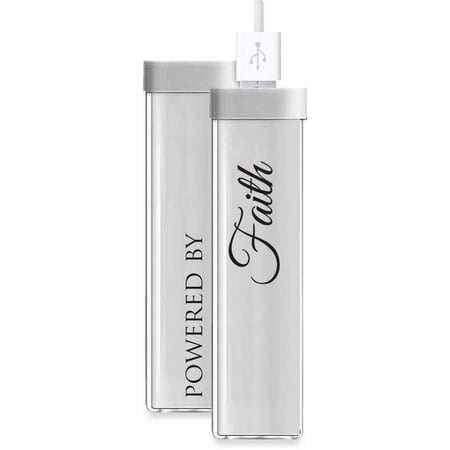 Portable Usb Charger-Battery On The Go/Powered By Faith-White (3.75")