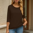 thumbnail image 6 of idosla 3/4 Length Sleeve Womens Tops Casual Loose Fit Crewneck T Shirts Cute Solid Three Quarter Length Tunic Tops (Coffee, M), 6 of 6