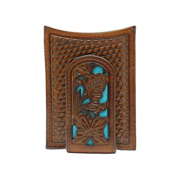 Nocona Belt N5426527 Floral Incrustation Argent Clip&44; Bleu - Taille Unique