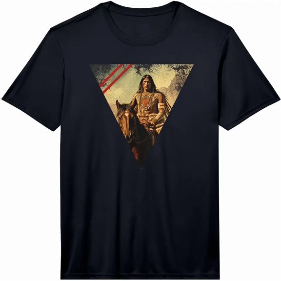 Men's Vintage Native American Warrior Horse Graphic T-Shirt