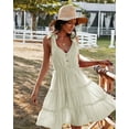 thumbnail image 3 of YNIQUE Robe Courte d'Été Décontractée pour Femme à Bretelles Spaghetti, Smockée et à Volants, pour Vacances, 3 of 6