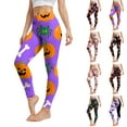 thumbnail image 2 of adviicd Womens Halloween Leggings Fall Pumpkin Printed Stretchy Leggings Comfort Yoga Pants Costumes (Pink, L), 2 of 8