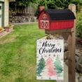 thumbnail image 4 of Merry Christmas Pine Tree Decorative Garden Flag, Xmas Snowflakes Yard Lawn Outside Decor, Winter Holiday Farmhouse Linen Outdoor Home Decoration Double Sided 12" X 18", 4 of 6