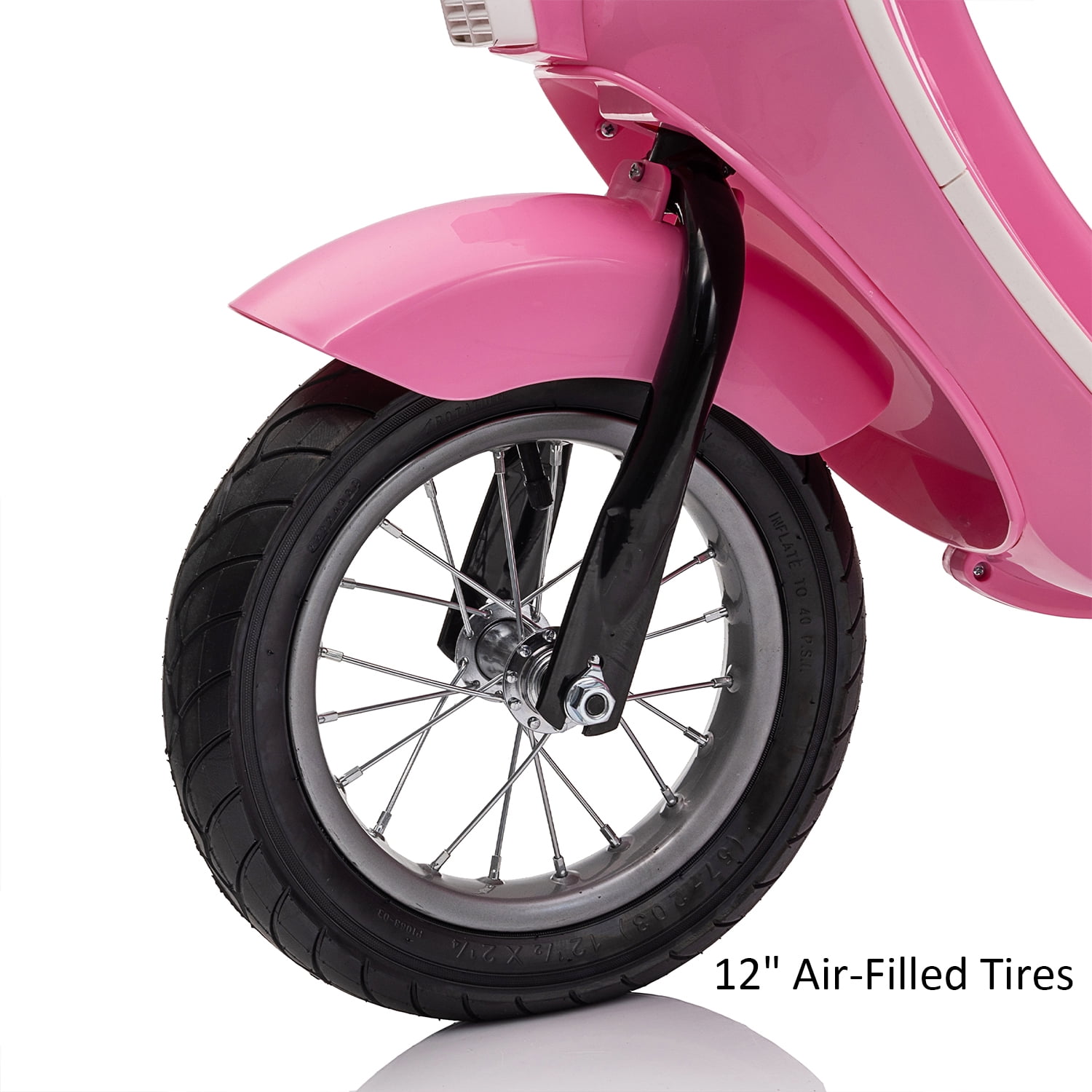 Track Seven 24V Ride on Motorcycle 250W Electric Motorcycle,  Max Speed 10 Mph, Twist-Grip Throttle,  2 Speeds, MP3 Player, Bluetooth, Ride on Toy Car for Boys Girls Age 8+, Pink