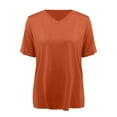 thumbnail image 4 of Comdrip Women's Oversized T Shirts, Women's Summer V Neck Loose Short Sleeved Shirt with Slit Tees for Women orange XL, 4 of 5