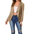 thumbnail image 1 of INSPIRE CHIC Veste Moto pour Femme en Faux Suède à Manches Longues, devant Drapé, TP Kaki, 1 of 5
