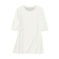 thumbnail image 4 of Huowey Women Shirts Casual Short Sleeve Crewneck Oversize Tops Casual Loose Fit T Shirts Cute Solid Basic Plus Size Tshirt,Beige,L, 4 of 4