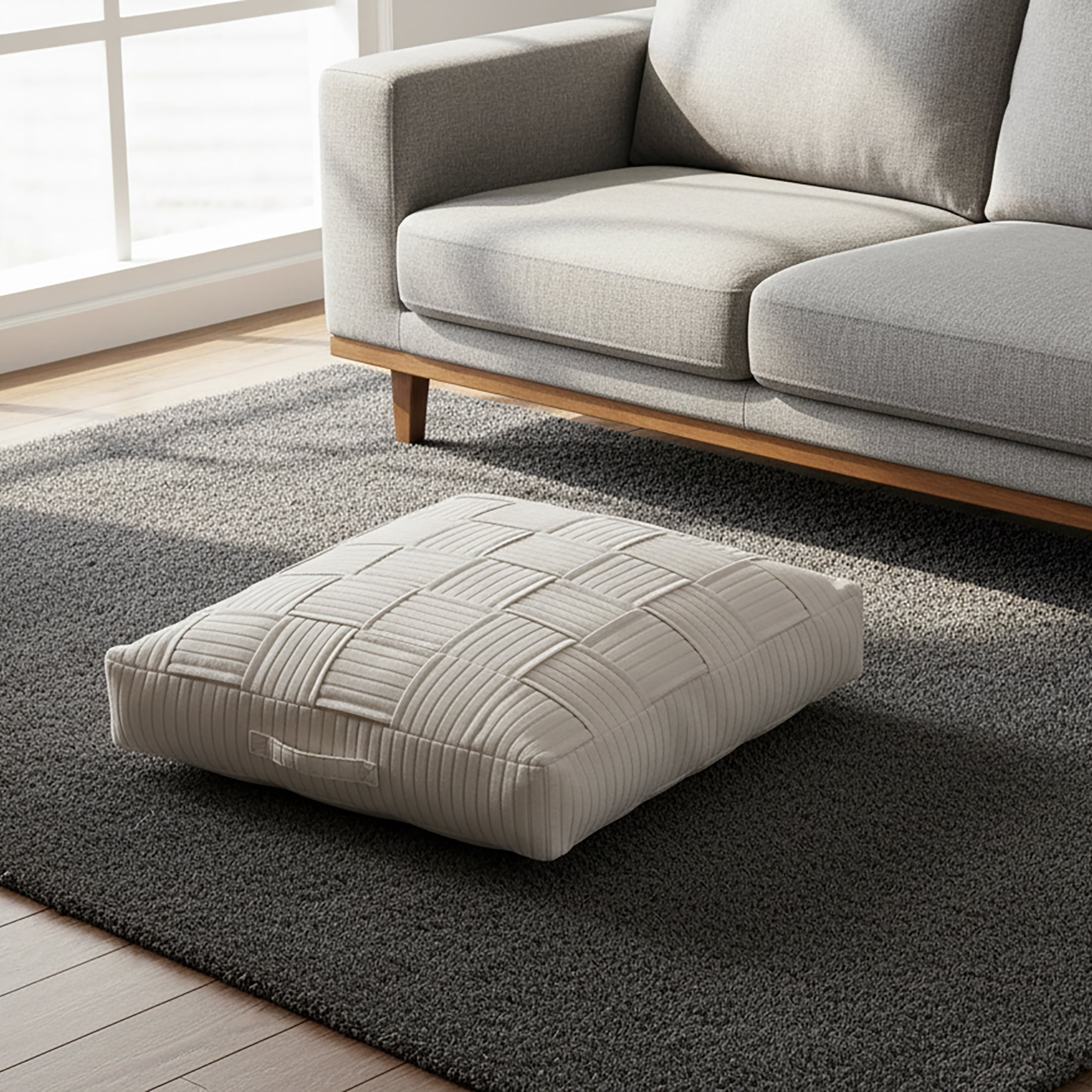 Better Homes & Gardens Velvet Woven Floor Cushion Cover, Vanilla Dream