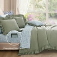thumbnail image 3 of Full Comforter Set - 7 Pieces Ruffle Sage Green Bedding Sets, Shabby Chic Farmhouse Bed in a Bag Full with Ruffle Comforter, Floral Sheets, Pillowcases & Shams, 3 of 7