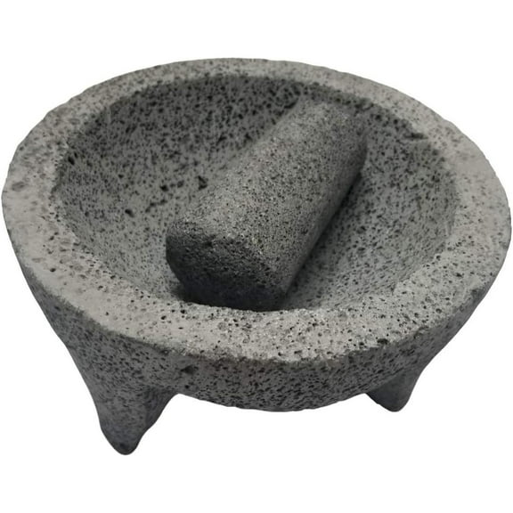 Unbranded Molcajete Tejolote Mortar and Pestle Genuine Mexican Volcanic Lava Rock Stone Guacamole Maker 1 Count 8 Inch