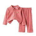 thumbnail image 5 of Wenfanal Pajamas for Kids Soft ,Girls Long Sleeve Fleece Button Down Sleepwear Kids Soft 2 Pieces Set Girls Fashion Size 5-6 Years,Red, 5 of 7