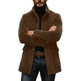 thumbnail image 5 of Ecqkame Men's Lapel Single Breasted Coats Long Sleeve Pocket Solid Color Coat Daily Casual Business Outerwear Brown L, 5 of 5