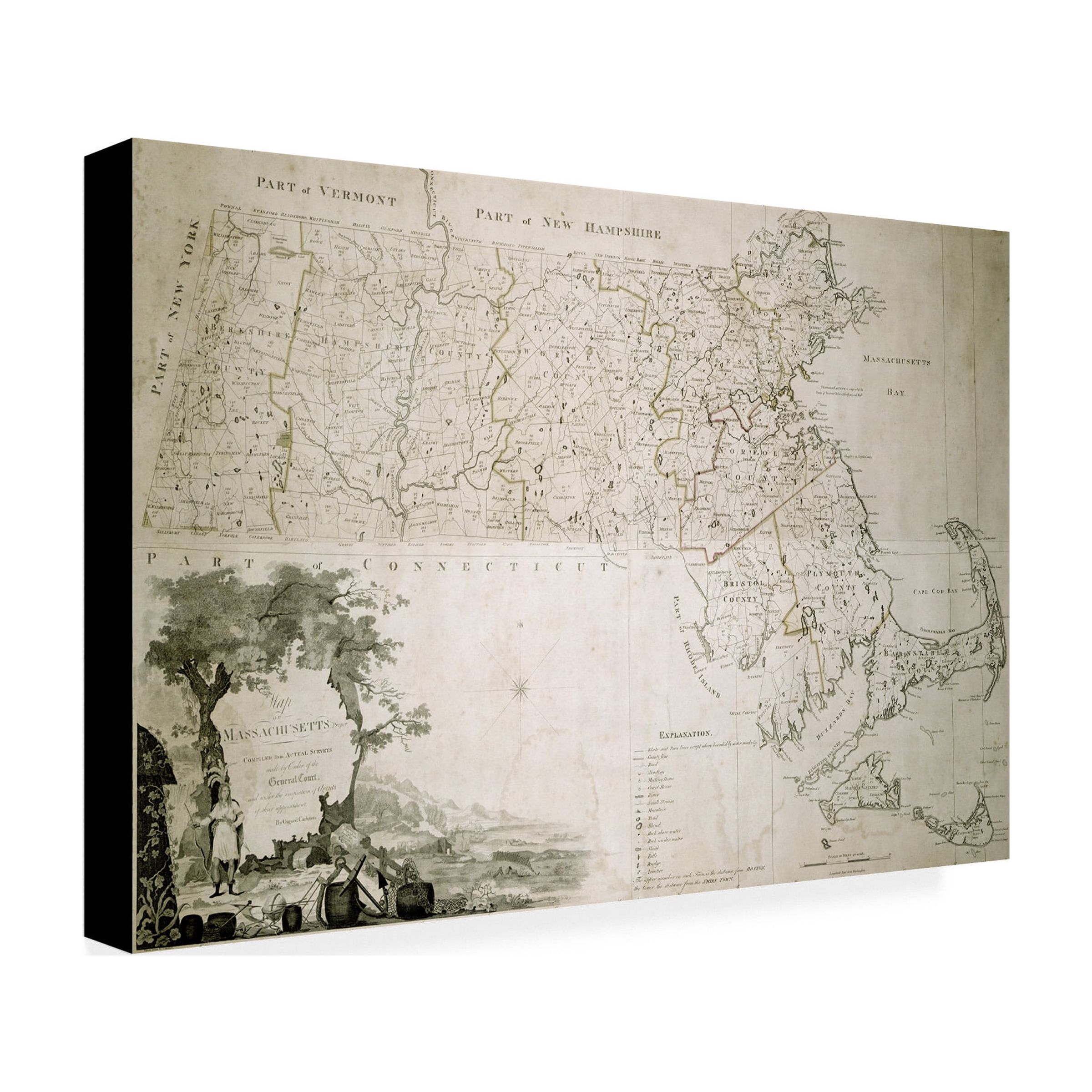 Trademark Art 'Map of the State of Massachusetts, 1801' Canvas Art