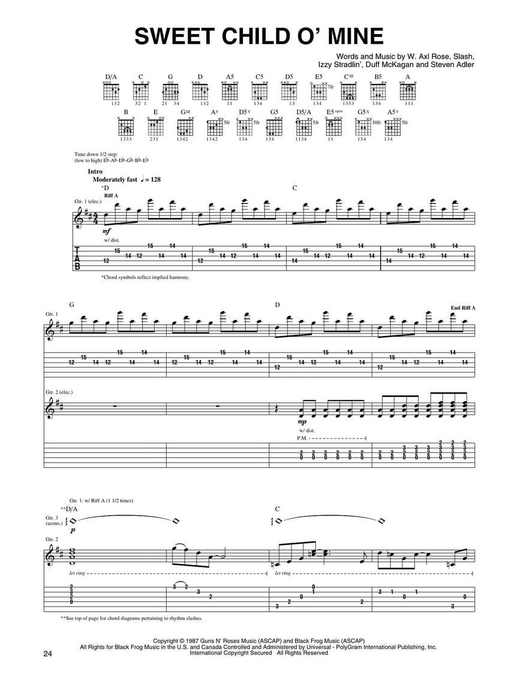 Guns N' Roses Greatest Hits Guitar Tab Songbook - Walmart.com
