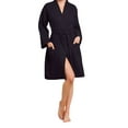 thumbnail image 2 of TowelSoft Women's Short Cotton Blend Waffle Kimono Black Bathrobe (One Size), 2 of 3