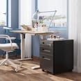 thumbnail image 3 of GALAXHERO Small 3-Drawer Mobile Metal File Cabinet (Assembled Except Casters), Under Desk Storage Cabinet with Lock and Key, Fits Letter/Legal/A4 Sizes, Black, 3 of 9