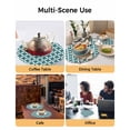 thumbnail image 2 of 13 Inch Round Placemats Set of 6, Abstract Geometric Non Slip Heat Insulation PP Table Mats, Vintage Rhombus Circle Texture Green Washable Place Mats for Kitchen Dining Party Table Decor, 2 of 7