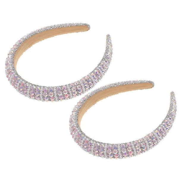 Fashionable NonSlip Headbands for Women with Comfortable Pearl Sponge Material and Baroque Rhinestone Design 2 Pieces