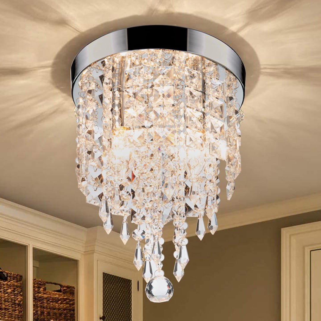CRYSTAL CHANDELIER SHABBY AND CHIC BATHROOM BEDROOM KITCHEN CLOSET 4 LIGHT 16" 
