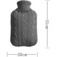 thumbnail image 2 of Bolsa de agua caliente de 2 l, funda de punto suave, bolsa de agua caliente para conservación del calor, funda de punto a prueba de explosiones para bolsa de agua caliente (rojo vino), 2 of 5
