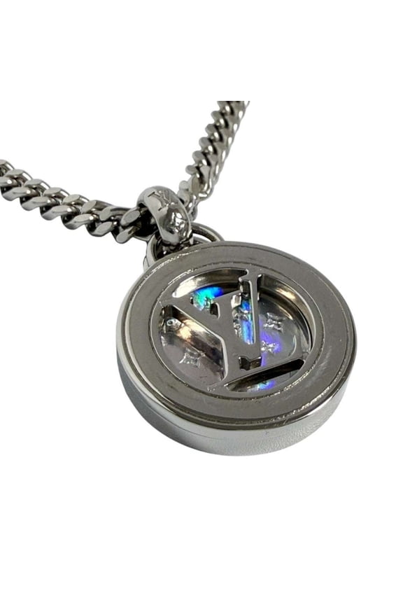 Pre-Owned Louis Vuitton Men's Monogram Stecia Pendant Necklace, Silver Color