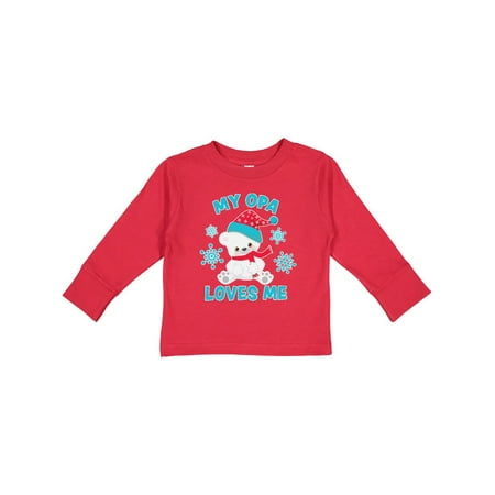 

Inktastic Polar Bear My Opa Loves Me in Santa Hat with Snowflakes Gift Toddler Boy or Toddler Girl Long Sleeve T-Shirt