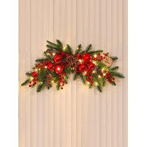 laqbezok Christmas Door Swag for Front Door, Merry Christmas Festive Holiday Door Swag Decoration, Perfect Wreath for Front Door Wall Decor Christmas Home Decor