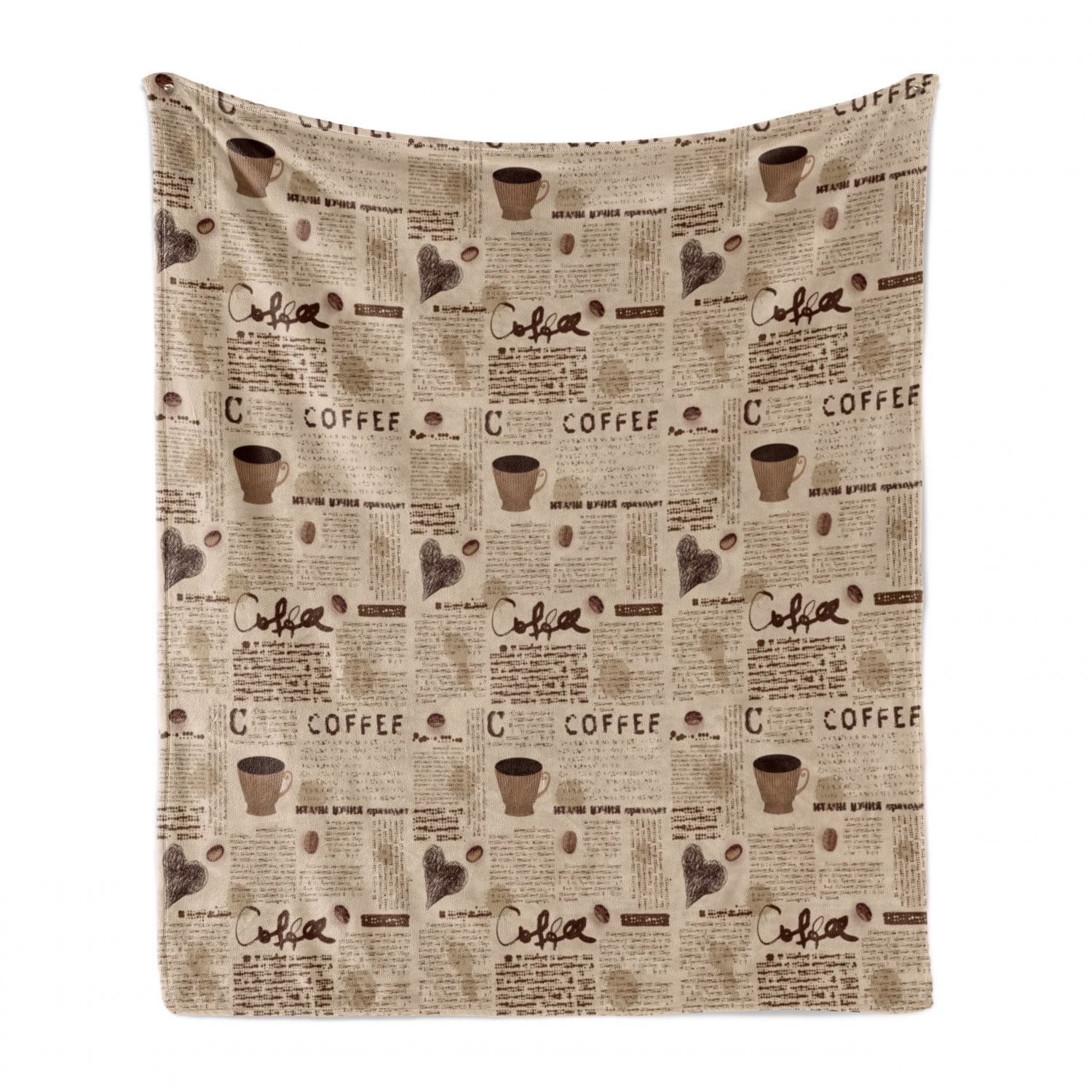 Newspaper Nostalgic Background with Coffee Cups and Writing Art Print Sand Brown and Umber Ambesonne Modern Soft Flannel Fleece Throw Blanket 50 x 60 Cozy Plush for Indoor and Outdoor Use 