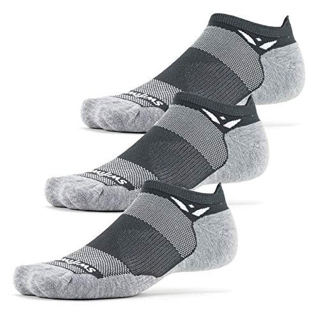 Calcetines Swiftwick MAXUS ZERO Tab para correr y jugar golf, 3 pares, grises