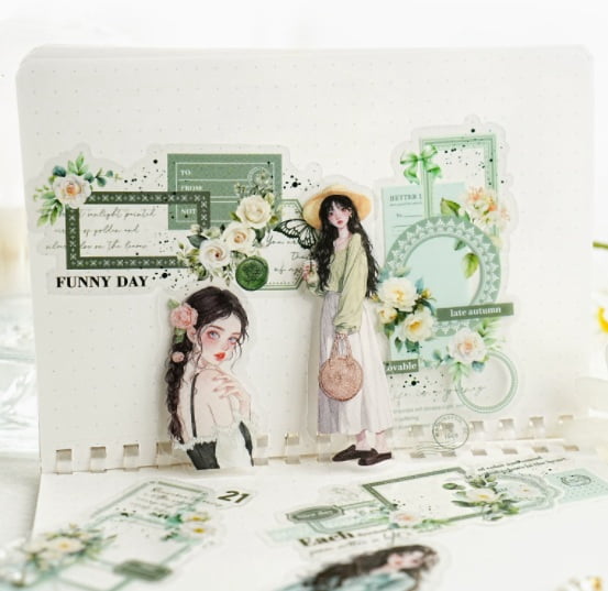6-pack - Romantic Deconstructed Sticker Series Long Strip Character Theme Journal Decoration Material Stickers