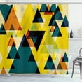 thumbnail image 1 of Geometric Shower Curtain, Modern Triangles 3 Dimensional Fantasy Shapes in Summer Tones, Fabric Bathroom Set with Hooks, 69W X 84L Inches Extra Long, Earth Yellow and Multicolor, by Ambesonne, 1 of 3