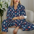 thumbnail image 6 of Honeii Cartoon Lighthouse print Women's Pajama Sets Long Sleeve Button Down Sleepwear Nightwear Soft Pjs Lounge Sets-Medium, 6 of 7