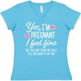 thumbnail image 3 of Inktastic Yes I'm Pregnant I Feel Fine No You Cant Touch My Belly Women's V-Neck T-Shirt, 3 of 5