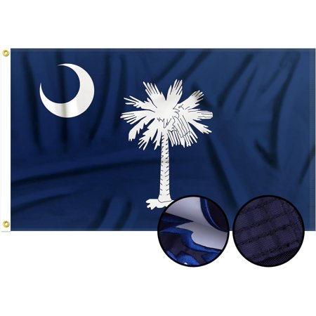 FLAGWIN South Carolina Flag 3x5 FT - Embroidered Polyester South Carolina State Flag with Brass Grommets - Vivid Color and Fade Proof State of SC Flag 3x5 Outdoor
