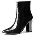 thumbnail image 1 of Botines de charol Allegra K Con Cremallera y Tacón Grueso Para Mujer Negro 8, 1 of 6