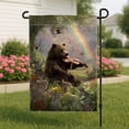 thumbnail image 2 of Spring Summer Bear Playing Violin Garden Flag Double Sided Burlap Yard Banner Outdoor Lawn Decoration 12x18 Inch, 2 of 6