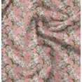 thumbnail image 1 of Soimoi Tissu Popeline de Coton Orange Imprimé Floral Feuilles & Lys au Mètre 42 Pouces de Large, 1 of 5