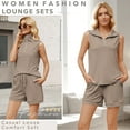 thumbnail image 4 of VDJ Two Piece Outfits for Women Lounge Sets Vest Tops and Shorts Set Sweatsuits with Pockets Coffee Sleeveless Fashion Tracksuit, 4 of 12