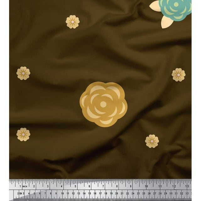 Soimoi Cotton Poplin Fabric Artistic Flower Printed Fabric 1 Yard 56 Inch Wide