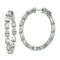 thumbnail image 3 of Primal Silver Sterling Silver Cubic Zirconia In and Out Teardrop Hoop Earrings, 3 of 5