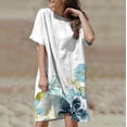 thumbnail image 2 of Mini vestido con estampado de manga corta y cuello redondo bohemio vintage a la moda para mujer Fridja  qw3279, 2 of 8