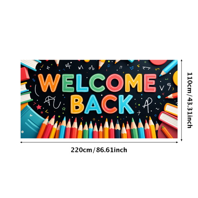 Space Theme Welcome Back Banner School Backpack and Planets Colorful Backdrop Classroom Decorations Outer Space Party Supplies Photography Props