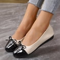 thumbnail image 2 of SuTry Women's Round Toe Flats PU Leather Bow Detail Slip On Comfortable Lightweight Color Block Casual Walking Office Shoes(41), 2 of 9