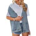 thumbnail image 4 of STARVNC Women Button Down Sleeveless Distressed Vest Denim Jacket, 4 of 7