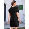 thumbnail image 4 of Fancyglim Dress for Women Summer V Neck Short Sleeve Casual T-shirt Mini Dresses Black M, 4 of 7