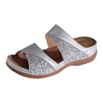 thumbnail image 7 of Sandals Women Open Toe Glitter Slip on Orthopedic Shoes Summer Casual Slides Nonslip Thick Sole Wedges Beach Shoes Silver Size 6.5, 7 of 7