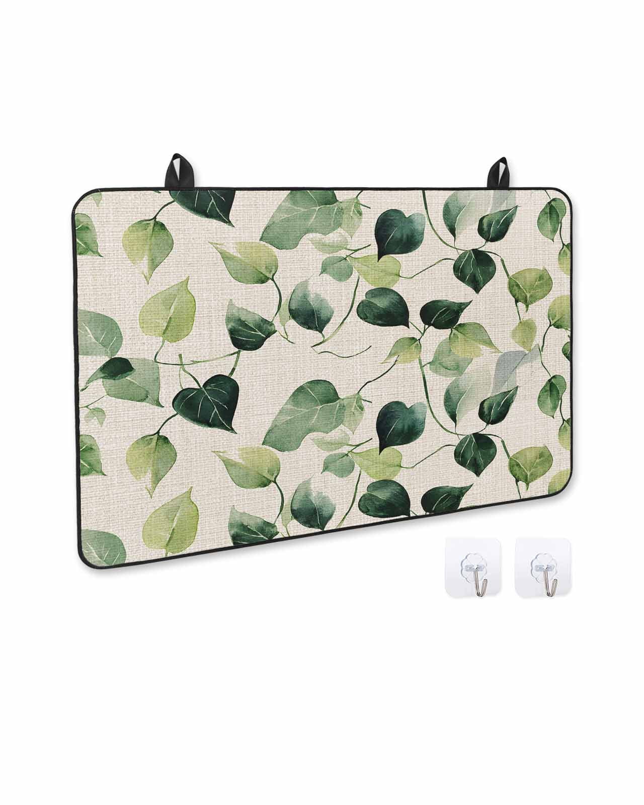nqOlkjepod Large Induction Cooktop Protector Mat 36"x21", Green Leaves Stove Top Covers for Electric Stove, Spring Watercolor Abstract Plants Stove Burner Cover Mats, Glass Top Stove Cover