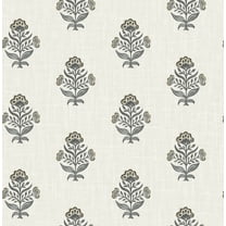 Chesapeake Hollyhock Black Floral Crest Wallpaper